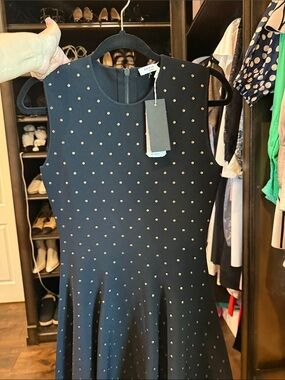 Akris Punto Black Sleeveless Studded Fit & Flare Dress